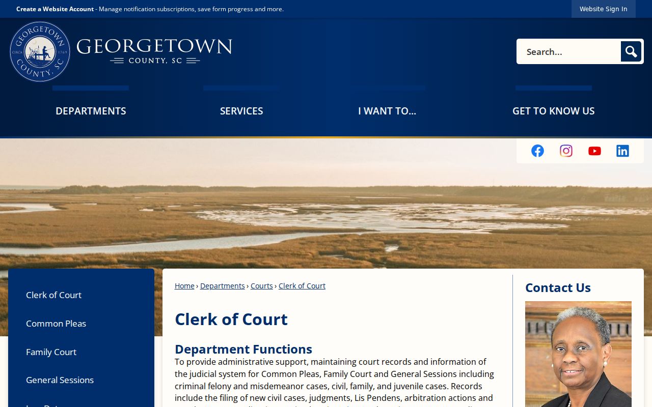 Georgetown County Clerk of Court public records and circuit-family contacts