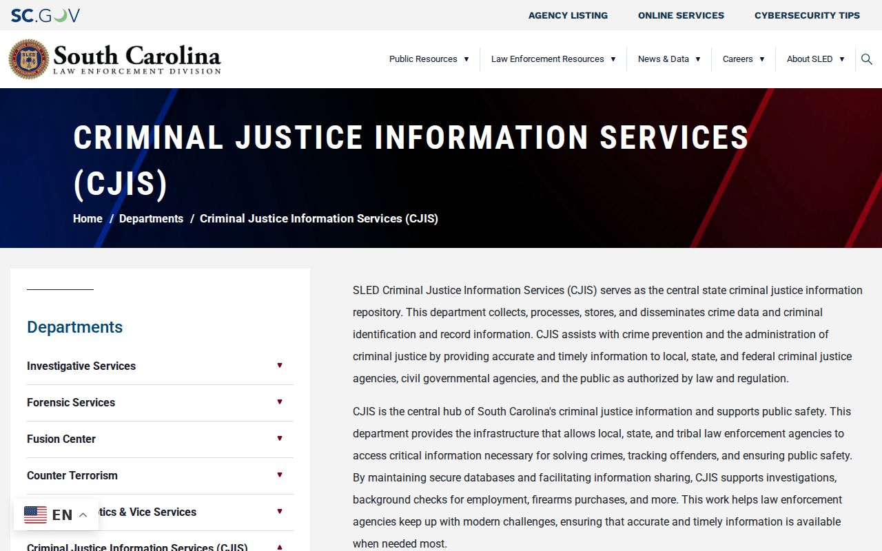 South Carolina authorized court and justice information system context for Georgetown warrant searches
