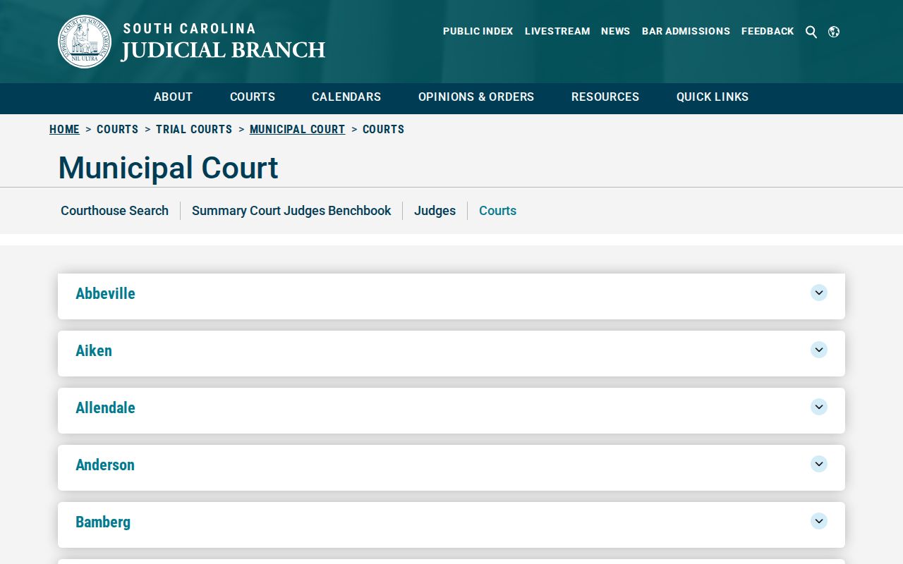Georgetown County municipal court directory for city-warrant questions