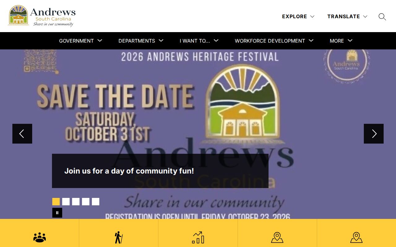 Andrews town website for local municipal warrant and police contact context