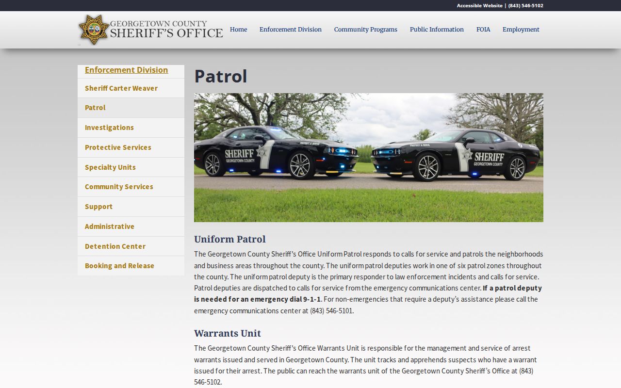 Georgetown County warrant lookup contact for the Sheriff’s Warrants Unit